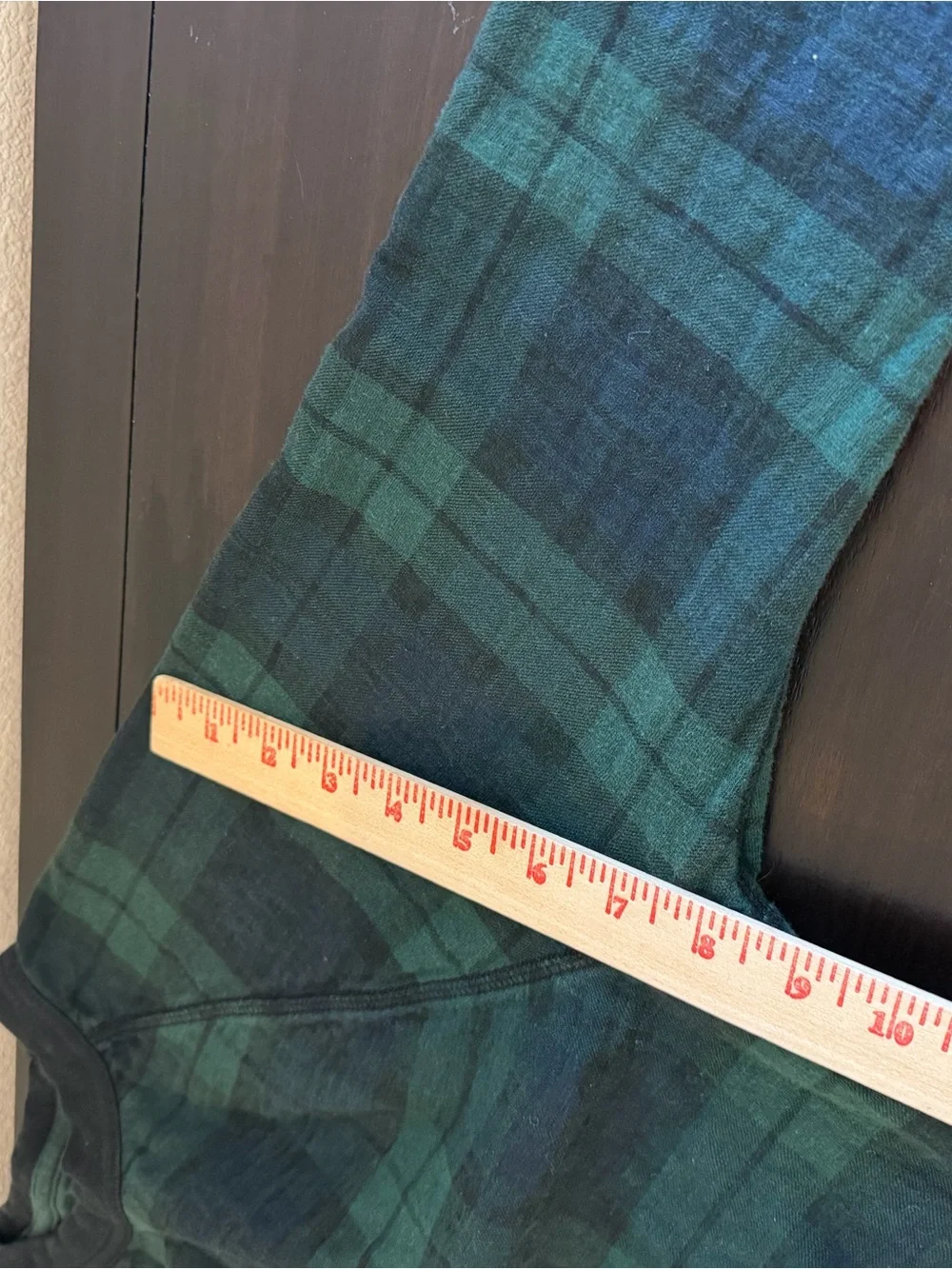 J. Crew Black and Green Plaid Double Knit Lounge Long-Sleeve Pajama Top